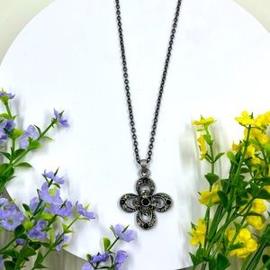 Smokey Crystal Flower Vintage Y2K Necklace